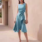 Isla A-Line Dress | Crewneck Sleeveless Midi-Length Dress
