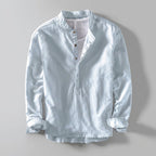 Relaxed Fit Stand Collar Henley Shirt for Men – Casual Comfort & Style