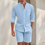 Freddie Relaxed Fit Long Sleeve Shirt & Shorts Set | Casual Set