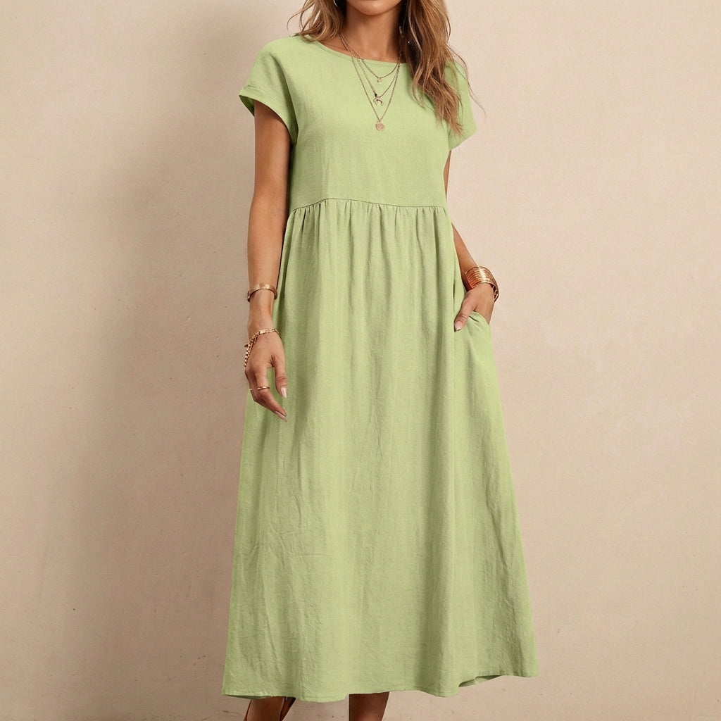 Relaxed Fit Midi Smock Dress for Women – Comfortable & Stylish Wear