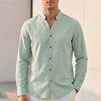 Arthur Relaxed Fit Shirt | Band Collar Long Sleeve Shirt
