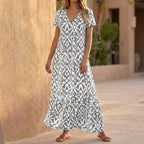 Isabella Maxi Dress | V Neck Ruffled Hem Dress