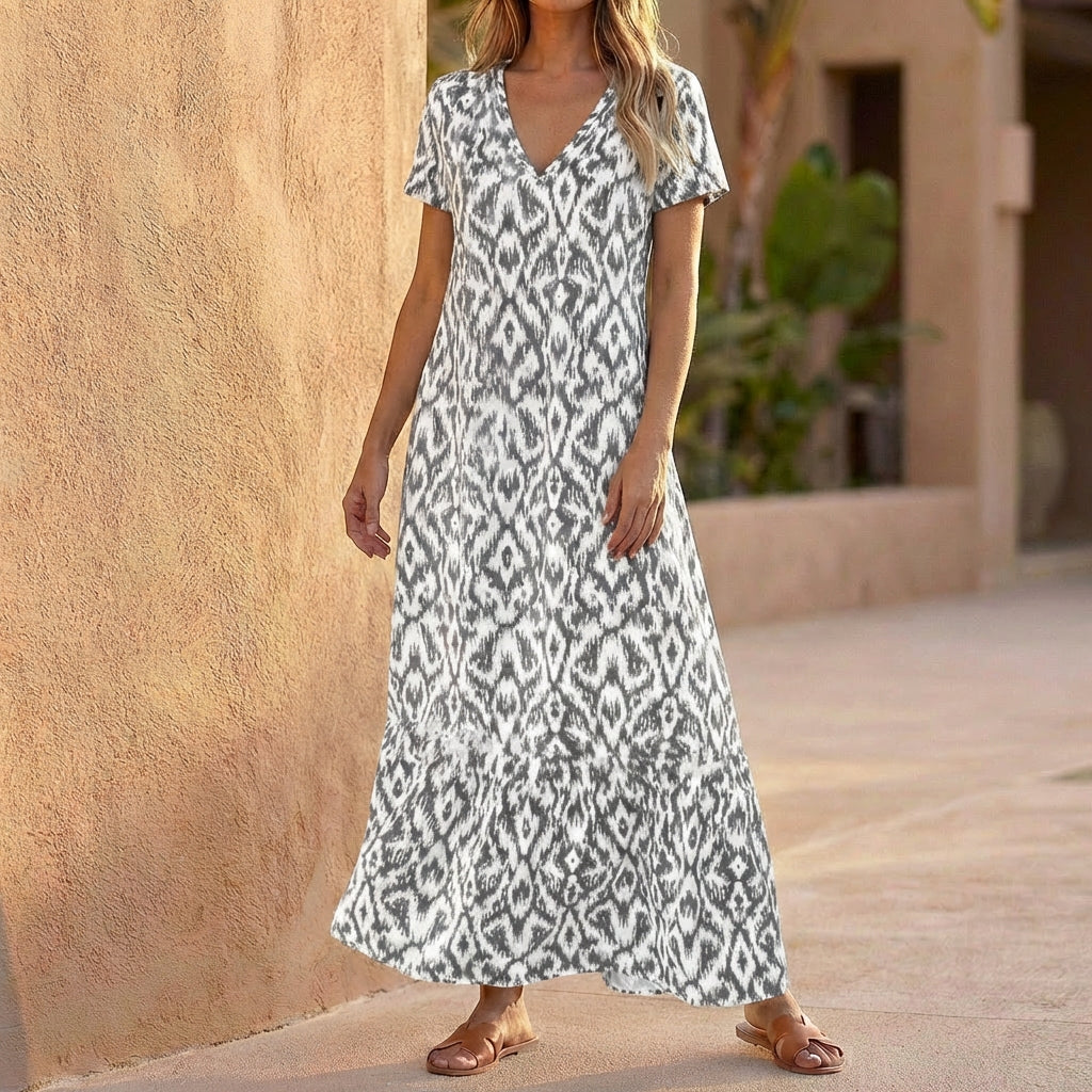 Isabella Maxi Dress | V Neck Ruffled Hem Dress