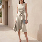 Isla A-Line Dress | Crewneck Sleeveless Midi-Length Dress