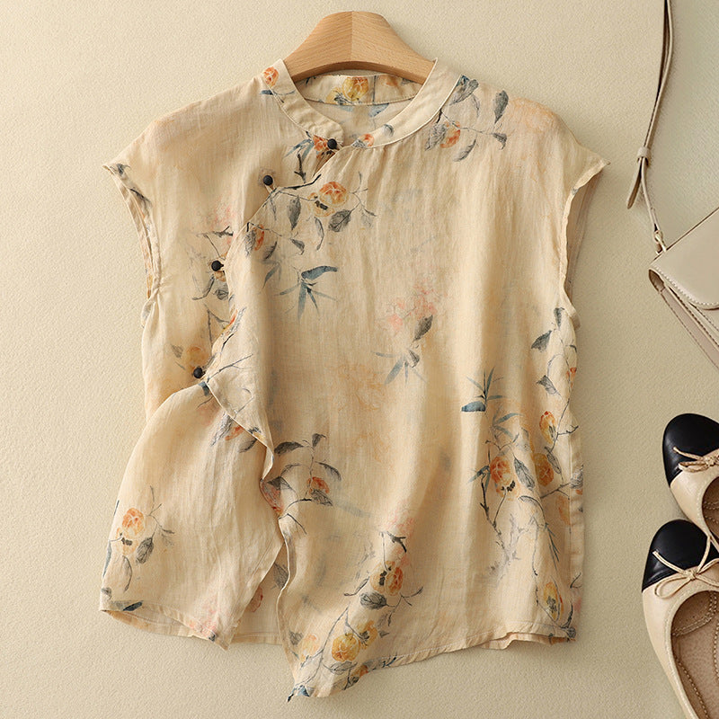 Relaxed Fit Floral Sleeveless Blouse for Women – Casual Stylish Comfort