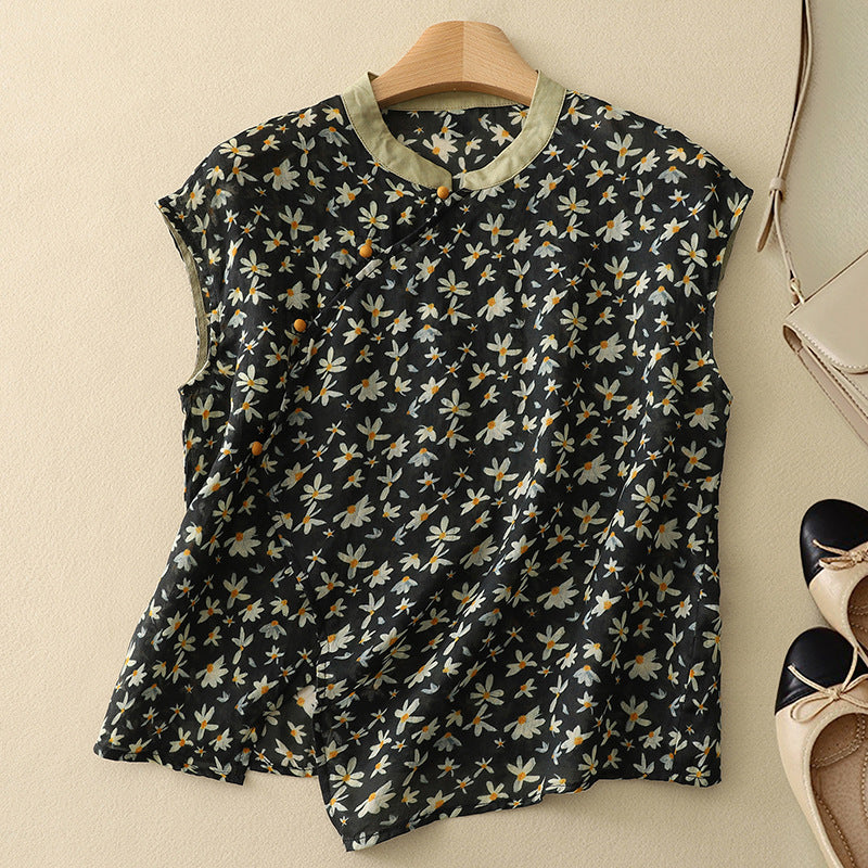 Relaxed Fit Floral Sleeveless Blouse for Women – Casual Stylish Comfort