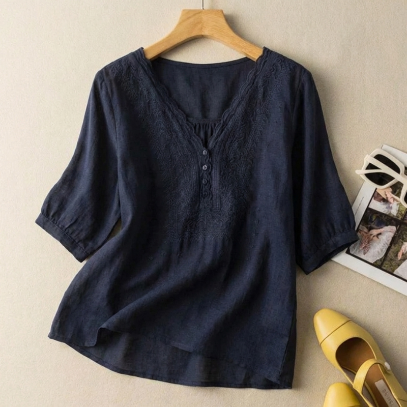 Relaxed Fit Embroidered Blouse for Women – Casual Stylish Comfort