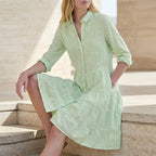 Isla Relaxed Fit Shirt Dress | Striped Button Front Shirt Dress
