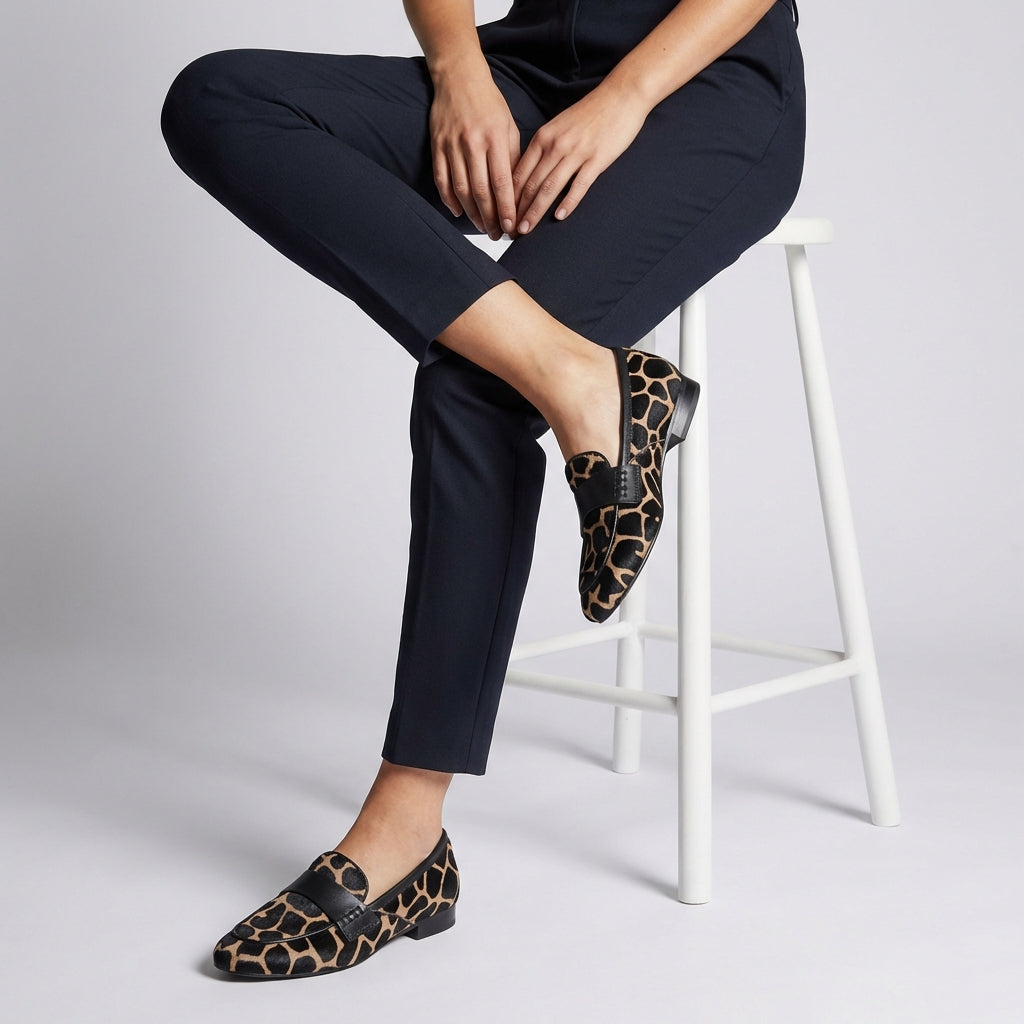 Lily Low-Cut Loafers | Giraffe Print Slip-On Loafers