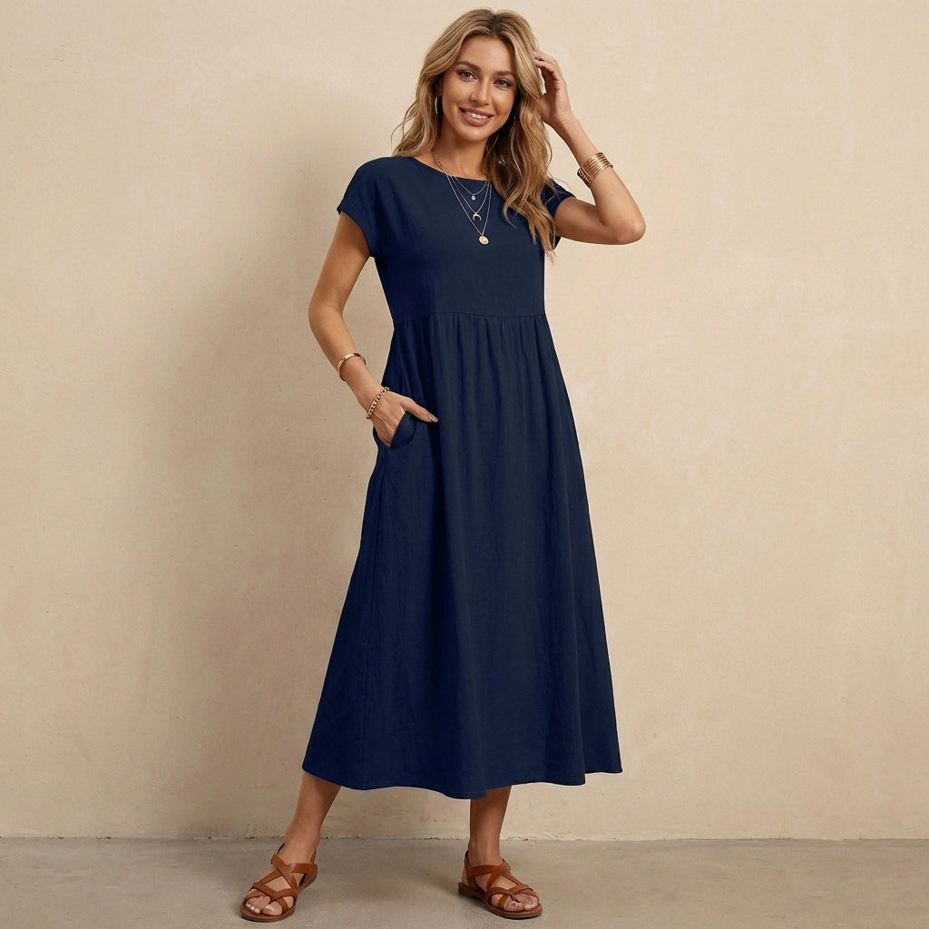 Relaxed Fit Midi Smock Dress for Women – Comfortable & Stylish Wear