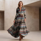 A-Line Belted Collared Maxi Shirt Dress for Women – Stylish & Functional Design