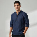 Relaxed Fit Stand Collar Henley Shirt for Men – Casual Comfort & Style