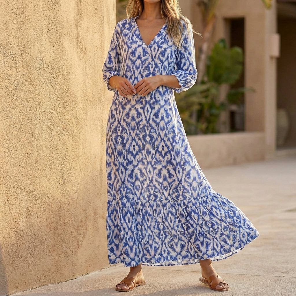 Isabella Maxi Dress | V Neck Ruffled Hem Dress