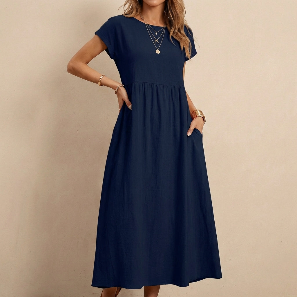 Relaxed Fit Midi Smock Dress for Women – Comfortable & Stylish Wear