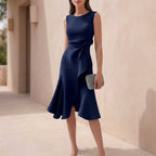Isla A-Line Dress | Crewneck Sleeveless Midi-Length Dress
