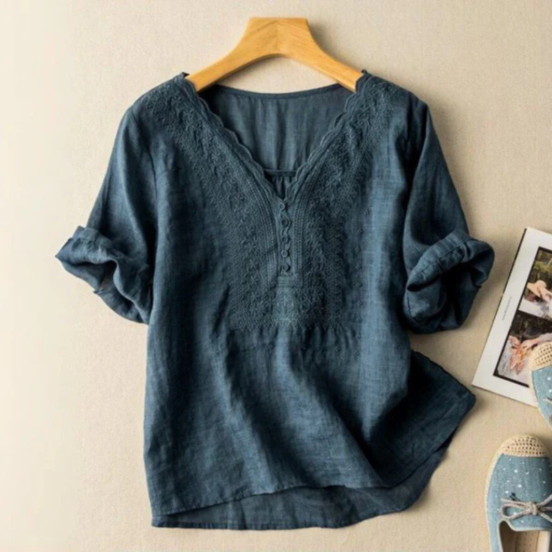 Relaxed Fit Embroidered Blouse for Women – Casual Stylish Comfort