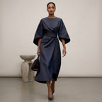 Olivia Batwing Sleeve Wrap Front Belted Maxi Dress | Slit Dress