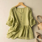 Button Front Ruffled Peplum Blouse for Women – Stylish Casual Comfort