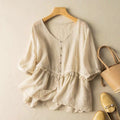 Button Front Ruffled Peplum Blouse for Women – Stylish Casual Comfort