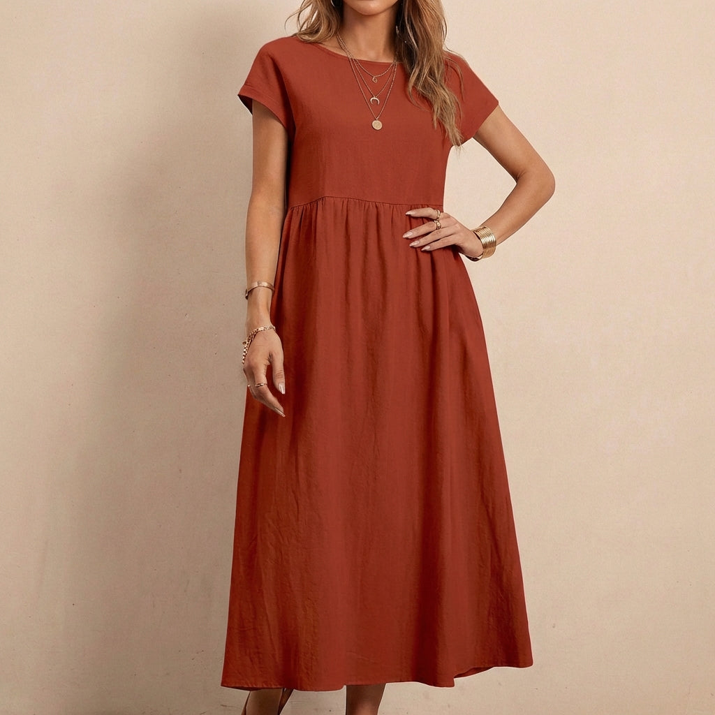 Relaxed Fit Midi Smock Dress for Women – Comfortable & Stylish Wear