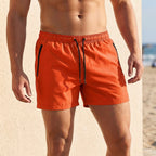 Regular Fit Drawstring Waist Short Swim Trunks for Men – Athletic Comfort & Support