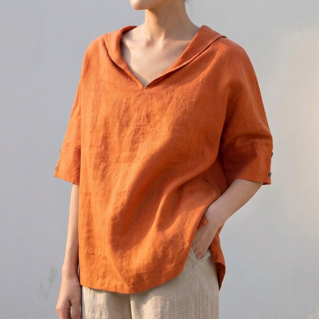 Relaxed Fit Collared Blouse for Women – Casual Stylish Comfort