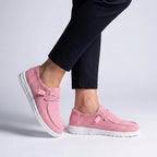 Isabella Ribbed Slip-On Loafers | Decorative Lacing White Sole Loafers