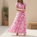 Sienna A-Line Maxi Dress | V-Neck Flutter Sleeve Dress