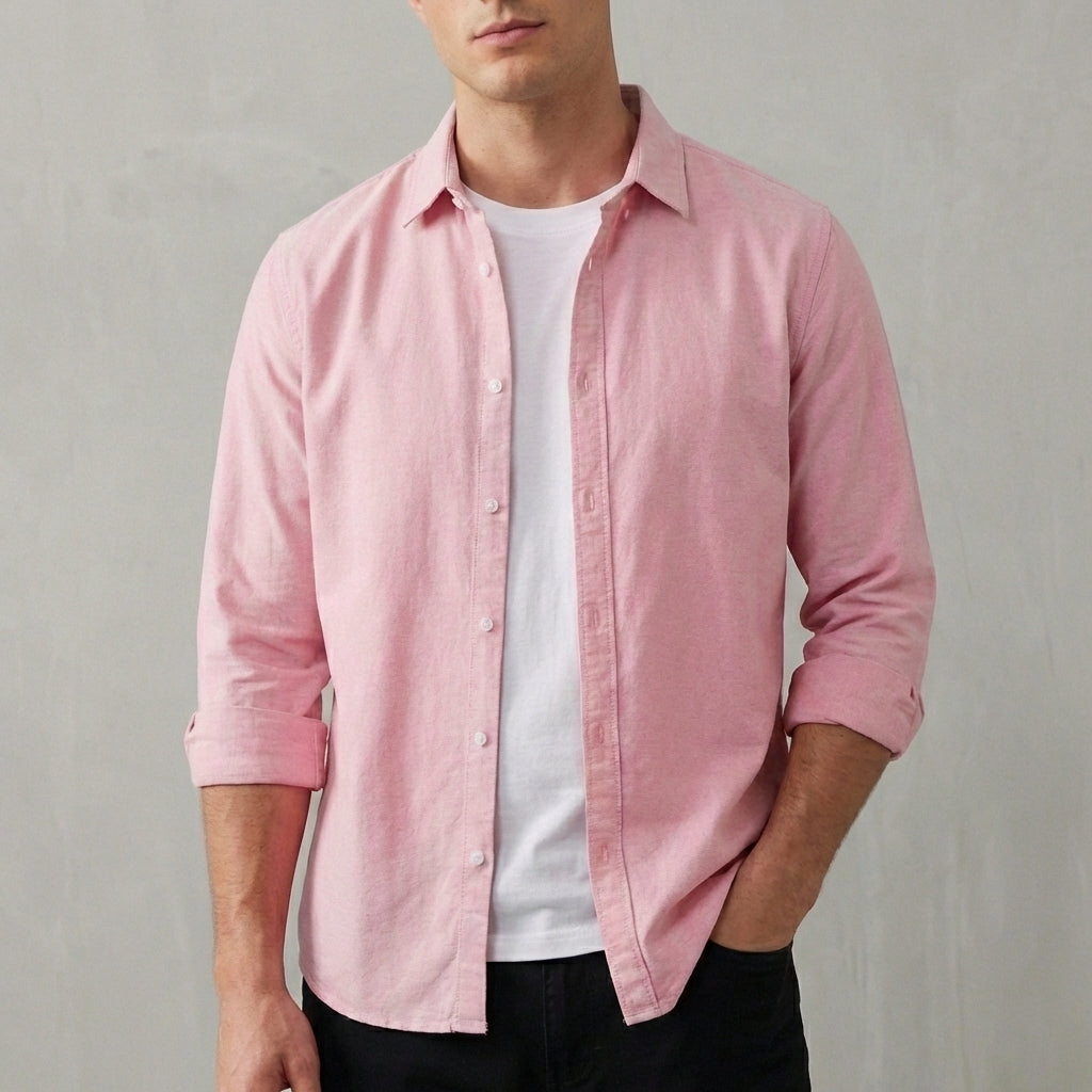 Regular Fit Collared Button-Up Shirt for Men – Classic Casual Comfort