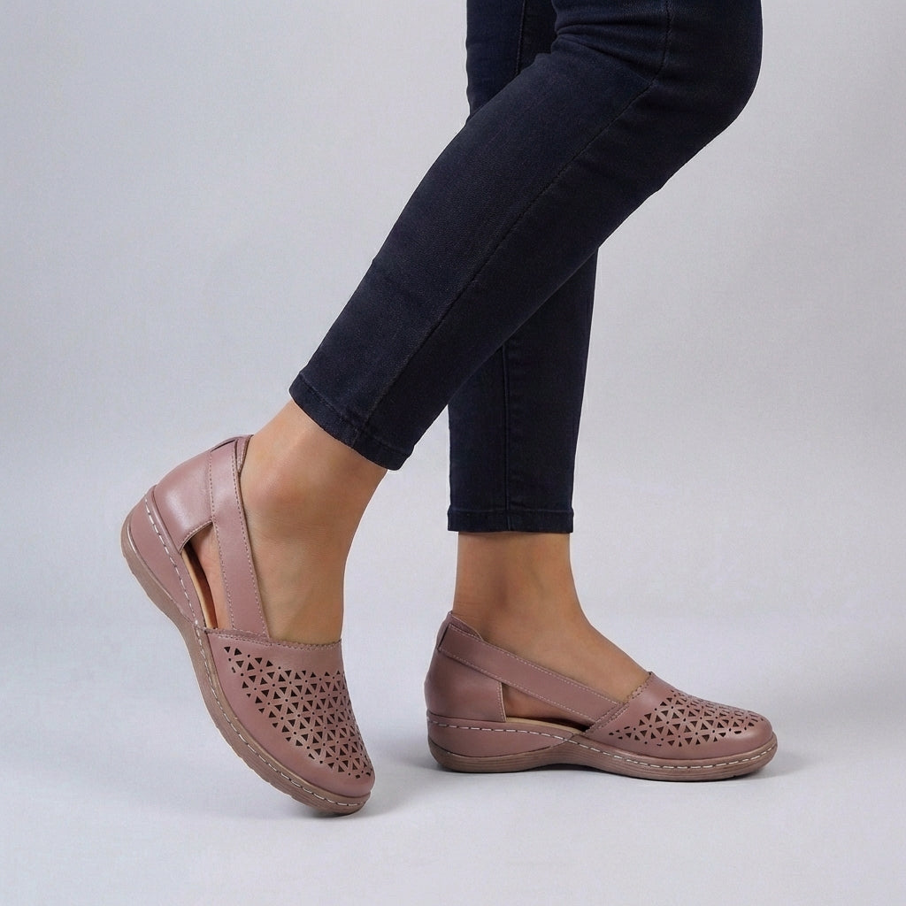 Isla Orthopedic Wedge Sandals | Scalloped Trim Side Cut-Outs Sandals