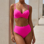 Isla Form-Fitting Bikini Top and High-Waisted Bikini Bottom Two-Piece Set | Sweetheart Neckline Solid Swimwear