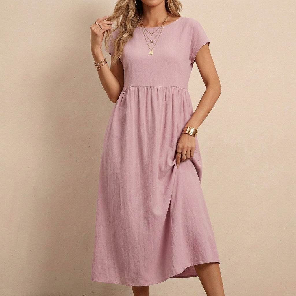 Relaxed Fit Midi Smock Dress for Women – Comfortable & Stylish Wear