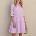 Relaxed Fit Striped Collared Shirt Dress for Women – Casual Comfortable Style