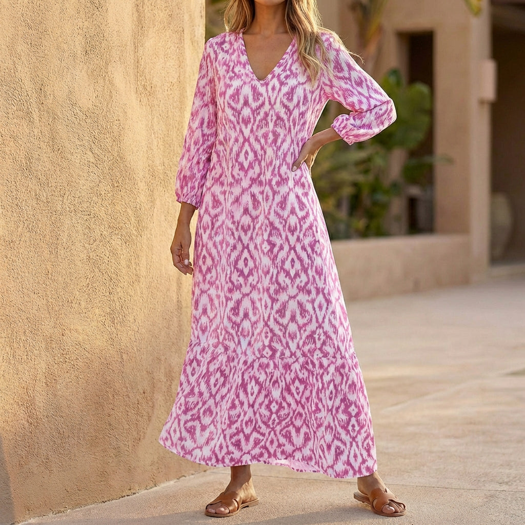 Isabella Maxi Dress | V Neck Ruffled Hem Dress