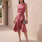 Isla A-Line Dress | Crewneck Sleeveless Midi-Length Dress