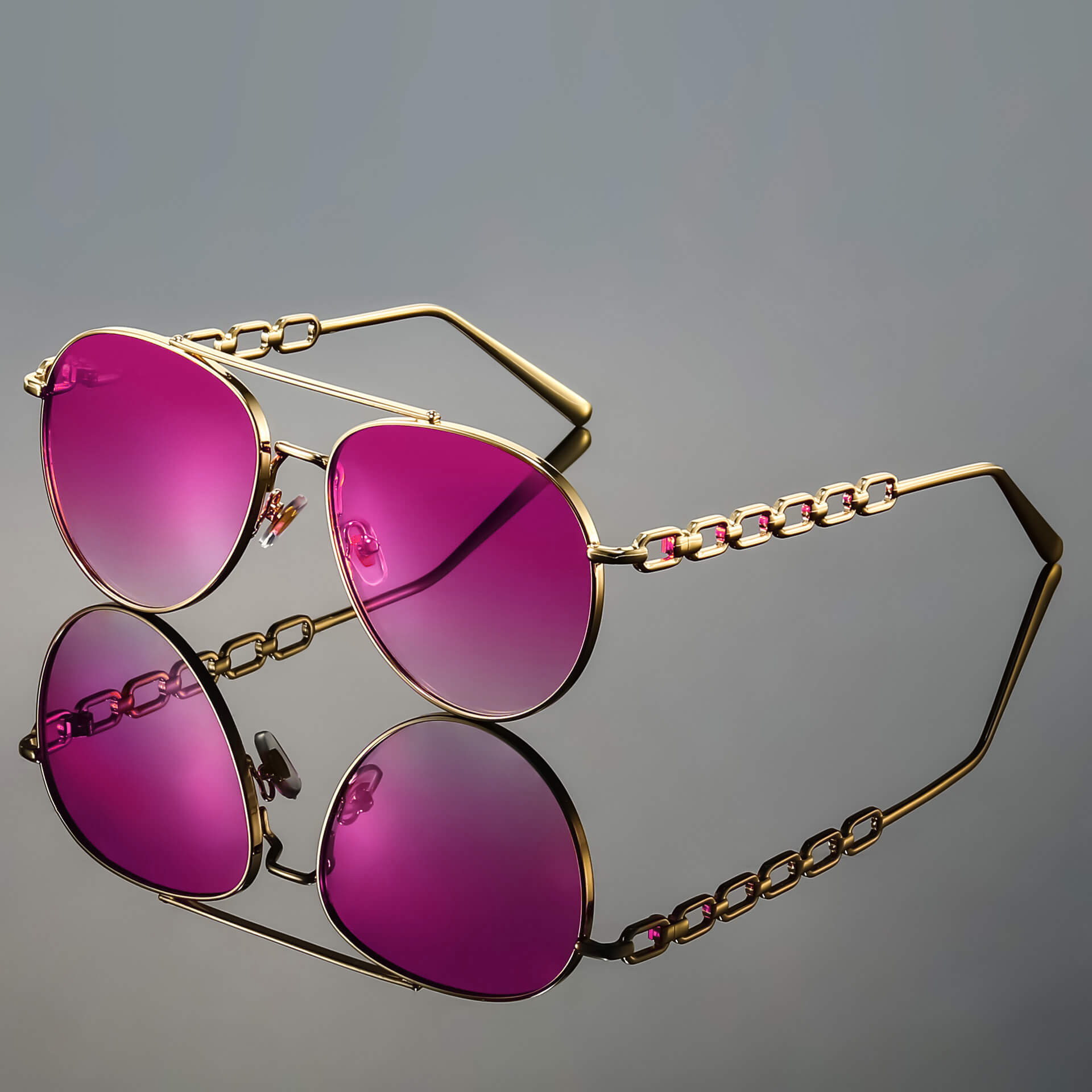 Chain Link Metallic Frame Aviator Sunglasses for Women – Stylish & Timeless