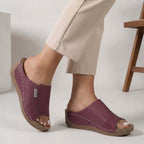 Isabella Orthopedic Wedge Heel Open Toe Slippers | Slip-On Stitching Open Toe Slippers