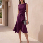 Isla A-Line Dress | Crewneck Sleeveless Midi-Length Dress