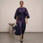 Olivia Batwing Sleeve Wrap Front Belted Maxi Dress | Slit Dress