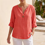 Relaxed Fit V-Neck Blouse for Women – Casual Comfort & Style