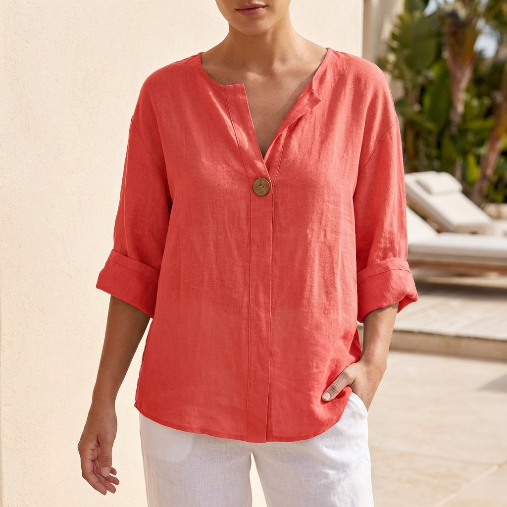 Relaxed Fit V-Neck Blouse for Women – Casual Comfort & Style