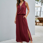Relaxed Fit Sleeveless V-Neck Maxi Dress for Women – Stylish & Comfortable Design