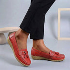 Isla Slip-On Moccasins | Tasseled Topstitching Moccasins