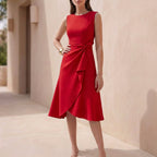 Isla A-Line Dress | Crewneck Sleeveless Midi-Length Dress