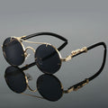 Metal Frame Double Bridge Round Sunglasses for Men – Stylish Animal Accent