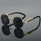 Metal Frame Double Bridge Round Sunglasses for Men – Stylish Animal Accent