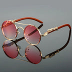 Metal Frame Double Bridge Round Sunglasses for Men – Stylish Animal Accent