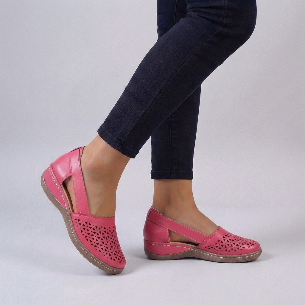 Isla Orthopedic Wedge Sandals | Scalloped Trim Side Cut-Outs Sandals