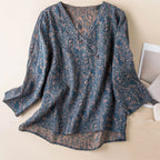 Isabella Relaxed Fit Blouse | V-Neck Long Sleeve Blouse