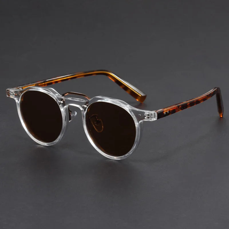 Transparent Frame Keyhole Bridge Round Sunglasses for Men – Stylish Casual Wear